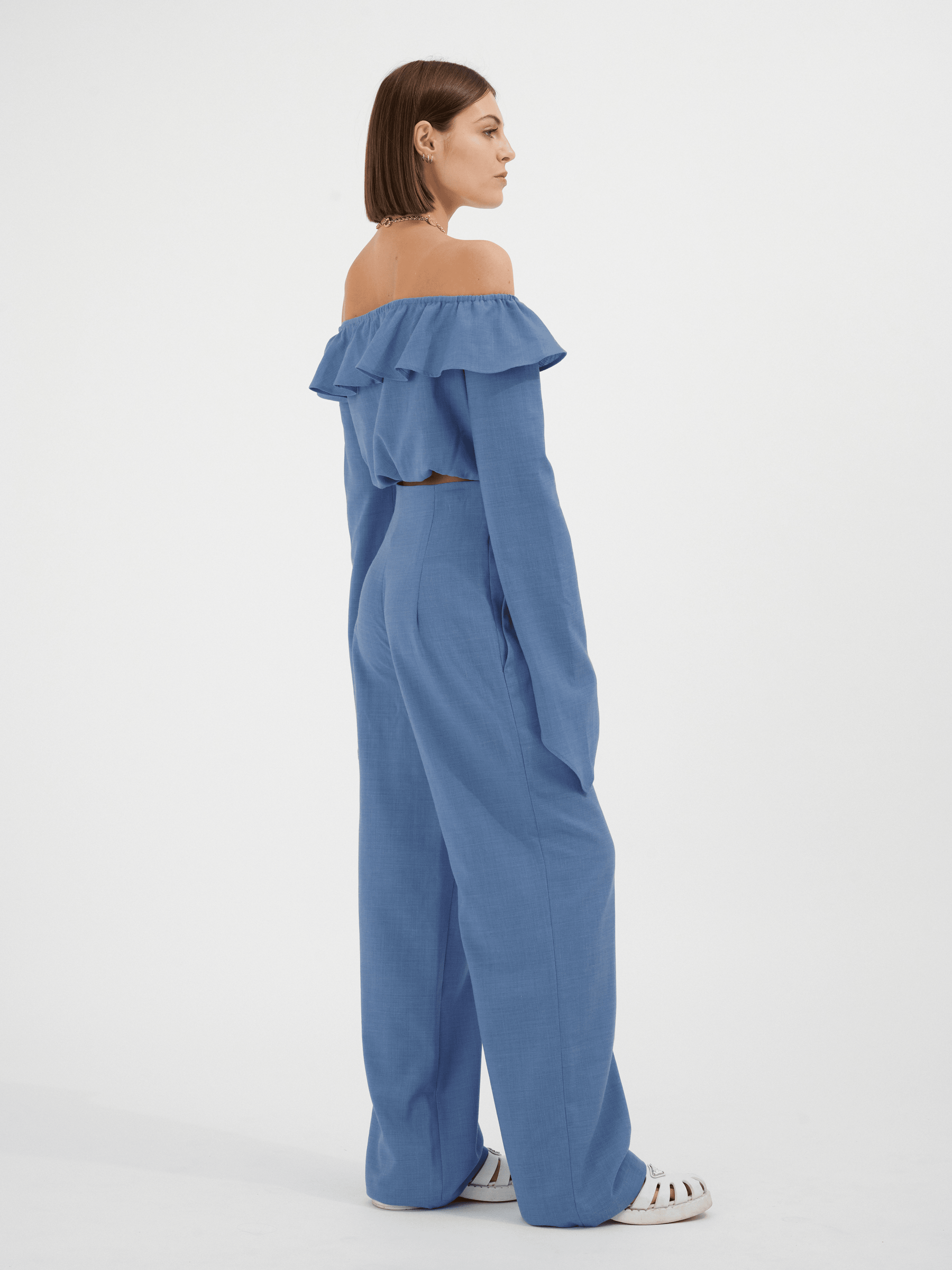 ACIS - High-waisted pants in Linen  and blue tencel Trousers Fête Impériale