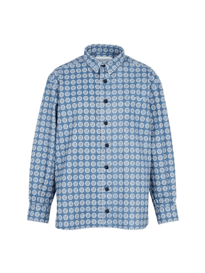AGENOR - Oversized shirt in blue fabric with white coat of arms Cotton Shirt Fête Impériale