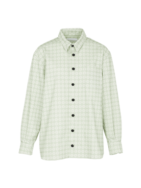 AGENOR - Chemise oversize en toile de coton vert céladon imprimé blason blanc Chemise Fête Impériale