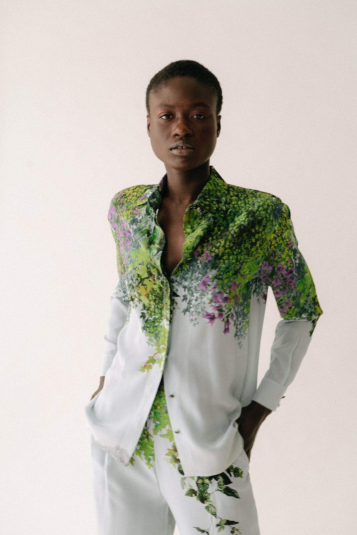 ALICE - Printed Silk Crepe Shirt Jardin Suspendu Shirt Fête Impériale