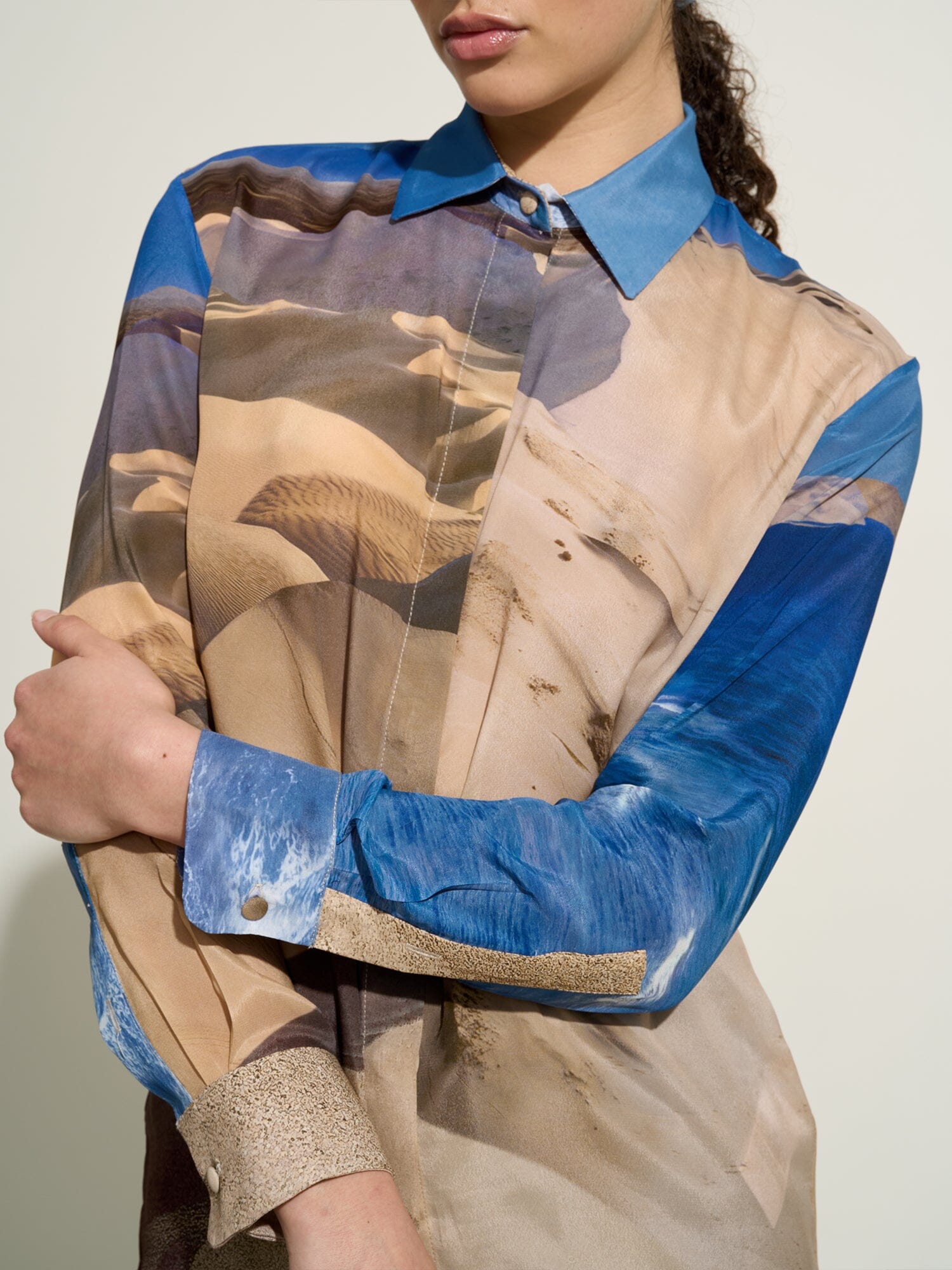 ALICE - Pelican Bay Printed Silk Crepe Straight Shirt Shirt Fête Impériale