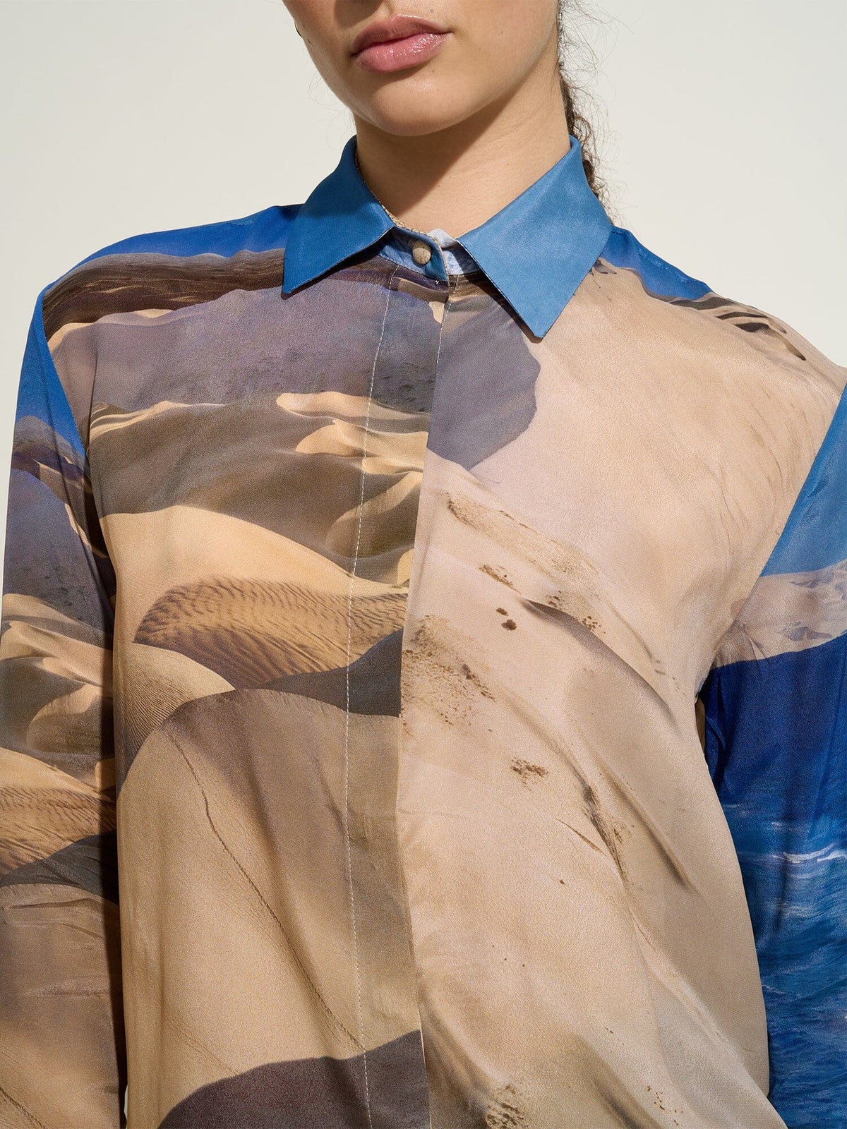 ALICE - Pelican Bay Printed Silk Crepe Straight Shirt Shirt Fête Impériale