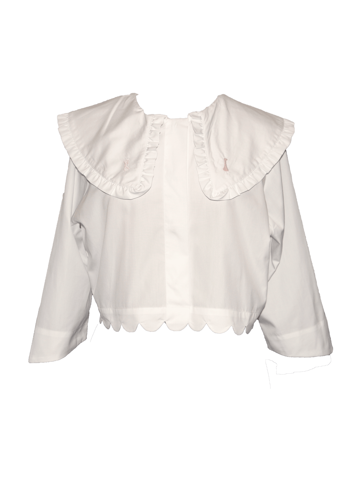ANTOINETTE - Cropped shirt with oversized claudine collar embroidered in Cotton white Shirt Fête Impériale