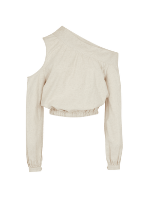 ARES - Asymmetrical Cropped Blouse Cotton and ecru hemp Blouse Fête Impériale