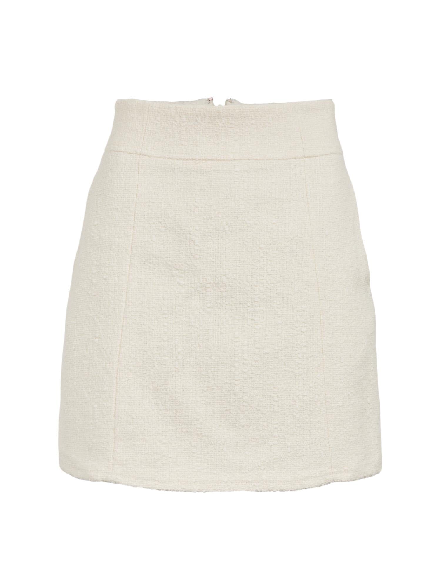 AVALON - Cut-Out Mini Skirt in Tweed Cotton and Textured Wool Ecru Skirt Fête Impériale