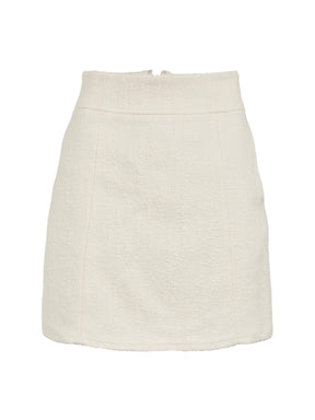 AVALON - Cut-Out Mini Skirt in Tweed Cotton and Textured Wool Ecru Skirt Fête Impériale