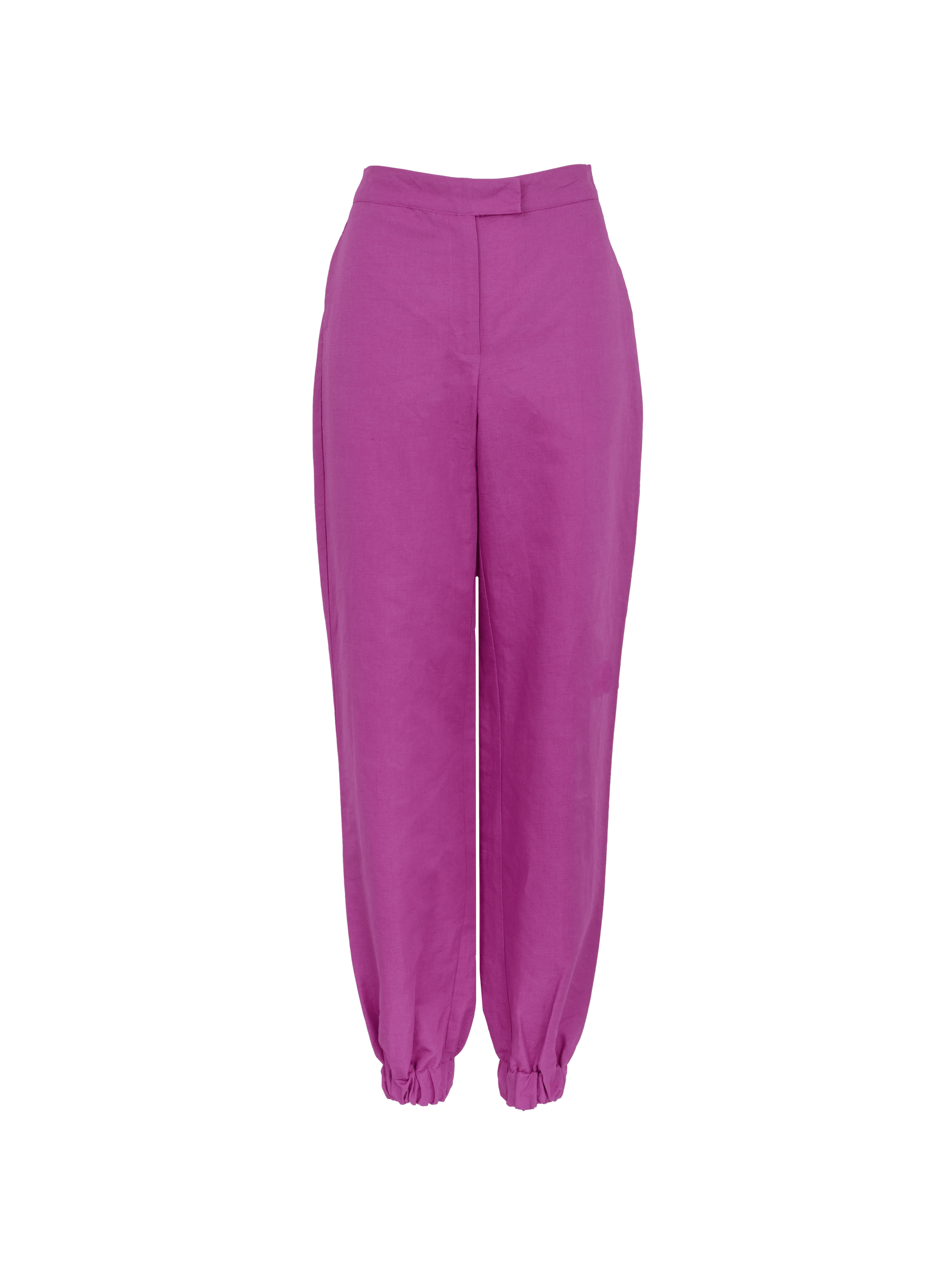 BERNADETTE - Ankle-high pants in Linen  fuchsia Pants Fête Impériale