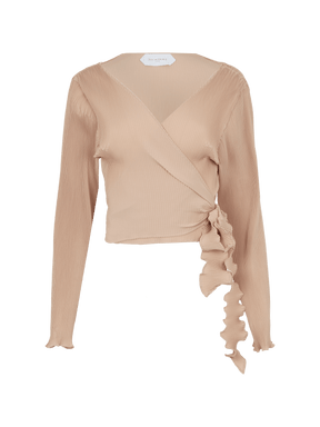 BONIFACIO - Beige pleated wrap-around blouse Blouse Fête Impériale