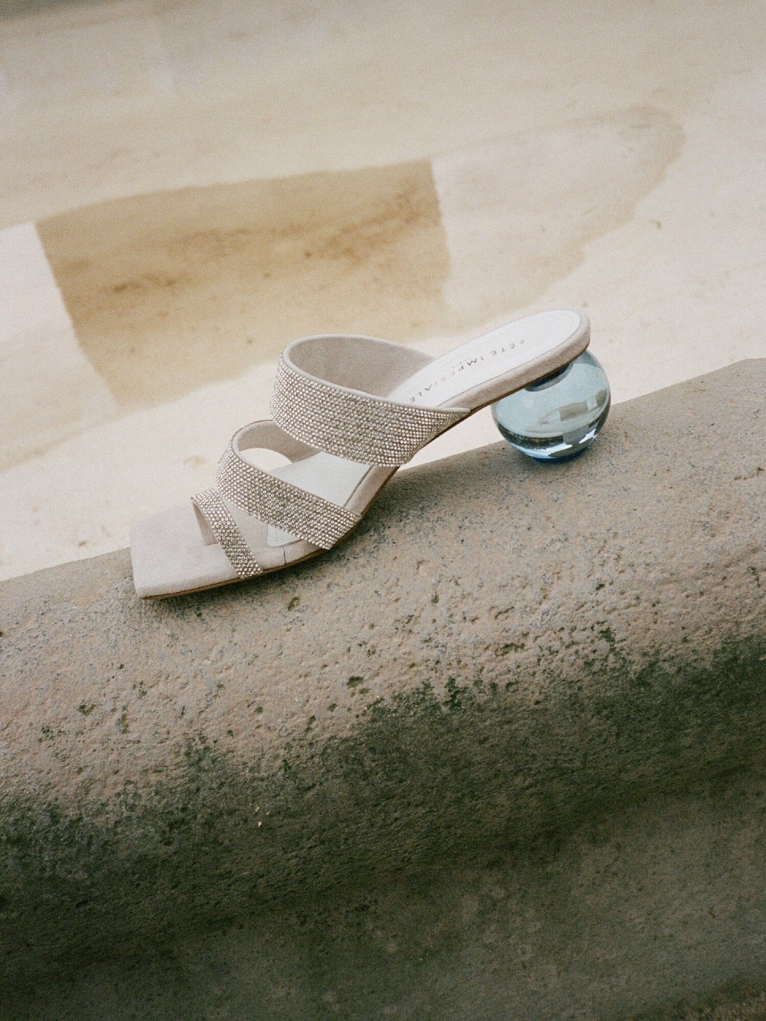 CEFALU - Plexiglas mules with spherical heels and rhinestone straps Shoes Fête Impériale