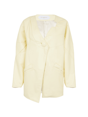 CESARI - Oversized asymmetrical jacket in Pale Yellow Recycled Leather Jacket Fête Impériale