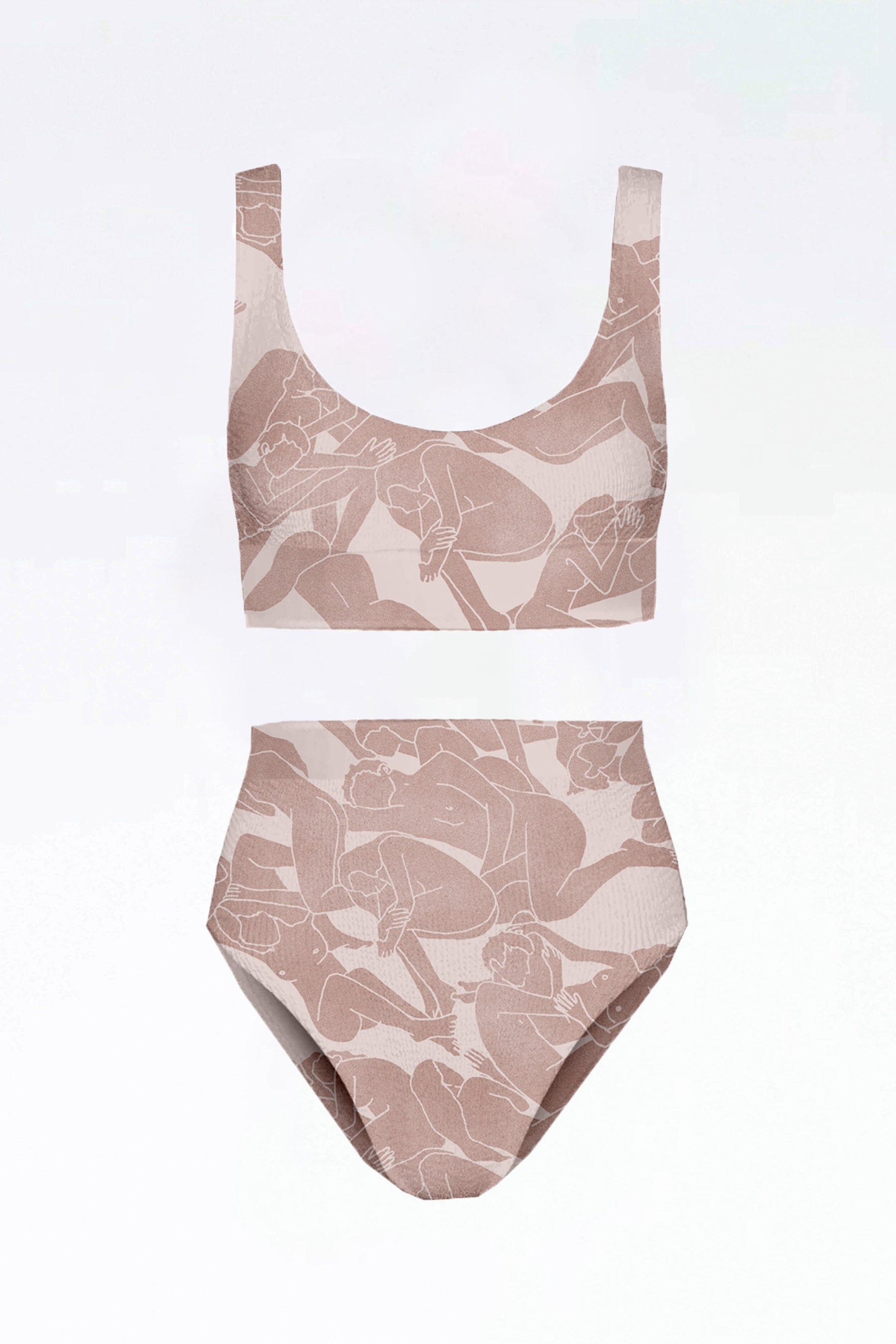 CHLOÉ - 2-piece swimsuit with high-waisted panties and Oeko-Tex Giant print bra Pink Swimsuit Fête Impériale