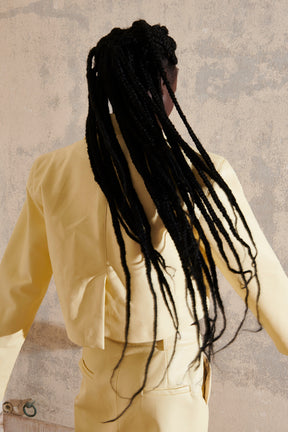 DEA - Yellow Recycled Leather Cropped Blazer Jacket Blazer Fête Impériale
