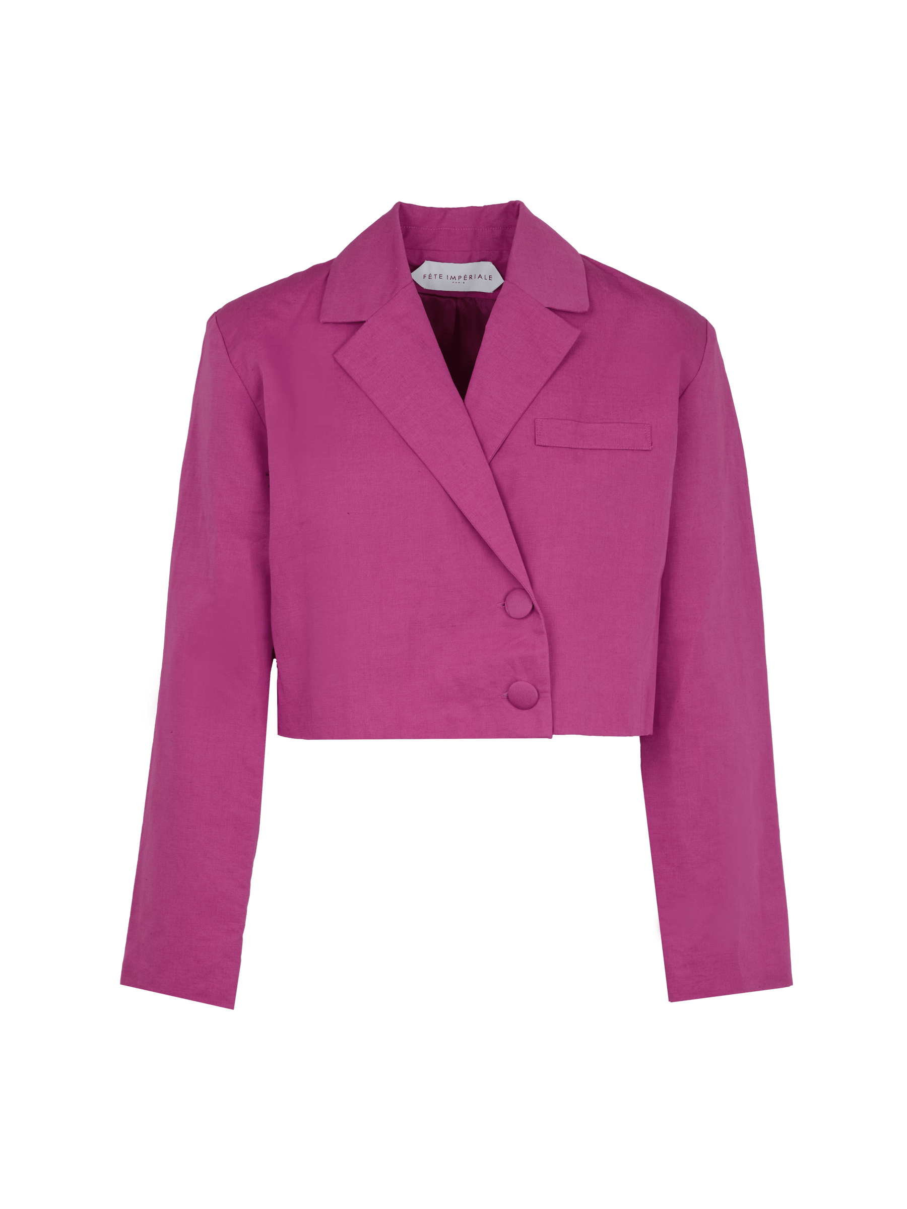 DEA - Cropped Blazer Jacket in Linen  and Cotton fuchsia Blazer Fête Impériale