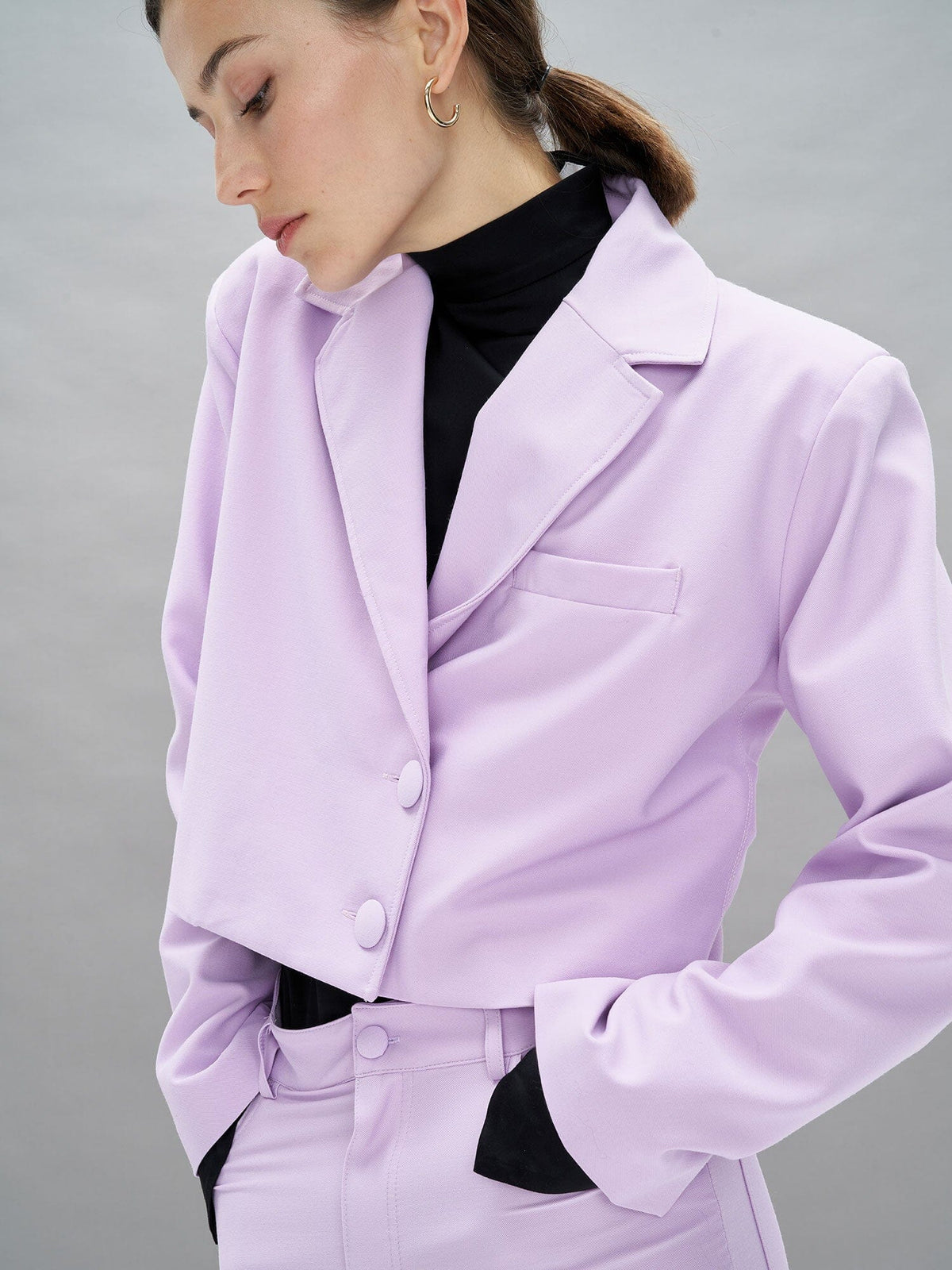 DEA - Oeko Tex Orchid Bloom Blazer Cropped Jacket in Stretch Wool Twill Fête Impériale