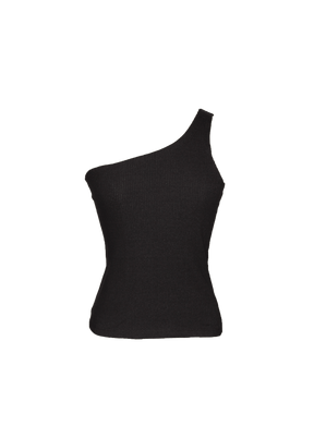 Asymmetrical rib-knit tank top from Cotton GOTS organic Oeko-Tex black Tank top Fête Impériale