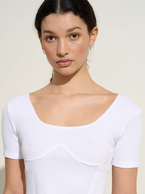 EUCLIDE - Corset-style cropped top in organic piqué jersey Cotton White Top Fête Impériale