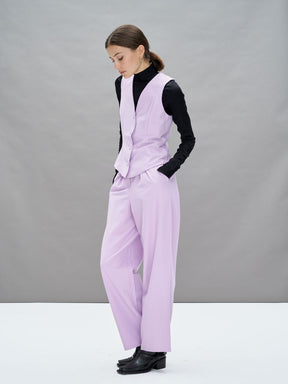 GILBERT - Oeko Tex Orchid Bloom stretch wool twill high-waisted pants with darts Trousers Fête Impériale