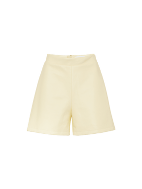 GIULIA - High-waisted wide-leg shorts in recycled leather yellow Shorts Fête Impériale