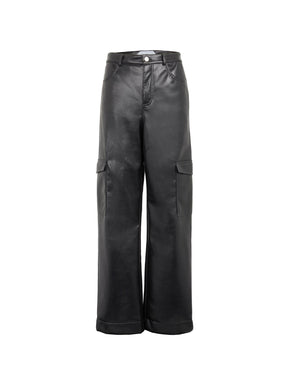 HEALY - Recycled leather cargo pants Black Pants Fête Impériale