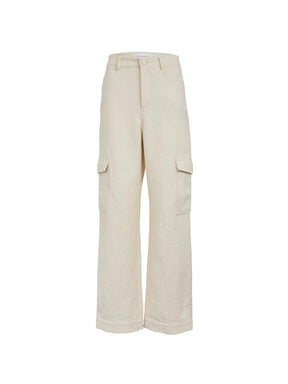 HEALY - Tweed cargo pants Cotton and textured wool Ecru Pants Fête Impériale