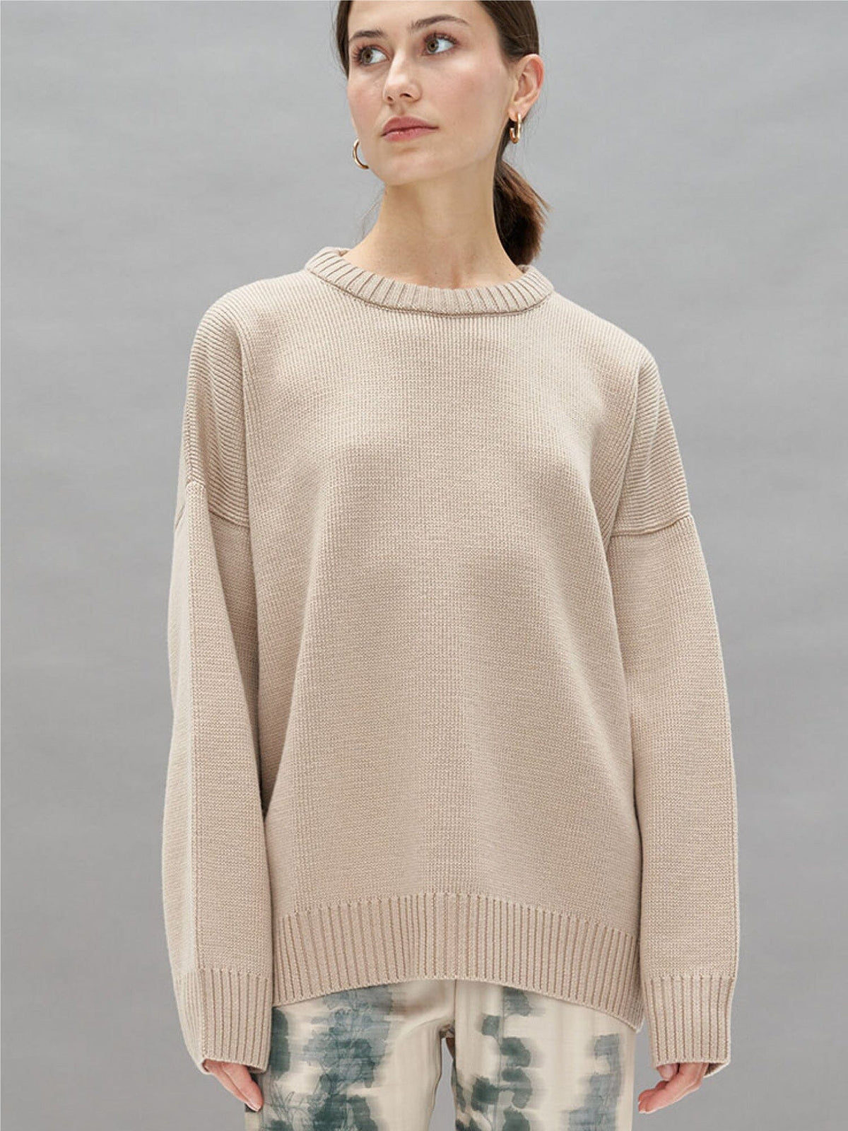 HESIODE - Loose sweater in merino wool Oeko Tex Beige Sweater Fête Impériale