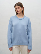 HESIODE - Loose sweater in merino wool Oeko Tex Blue Sweater Fête Impériale