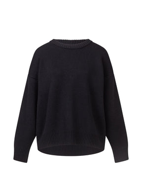 HESIODE - Loose sweater in merino wool Oeko Tex Black Sweater Fête Impériale