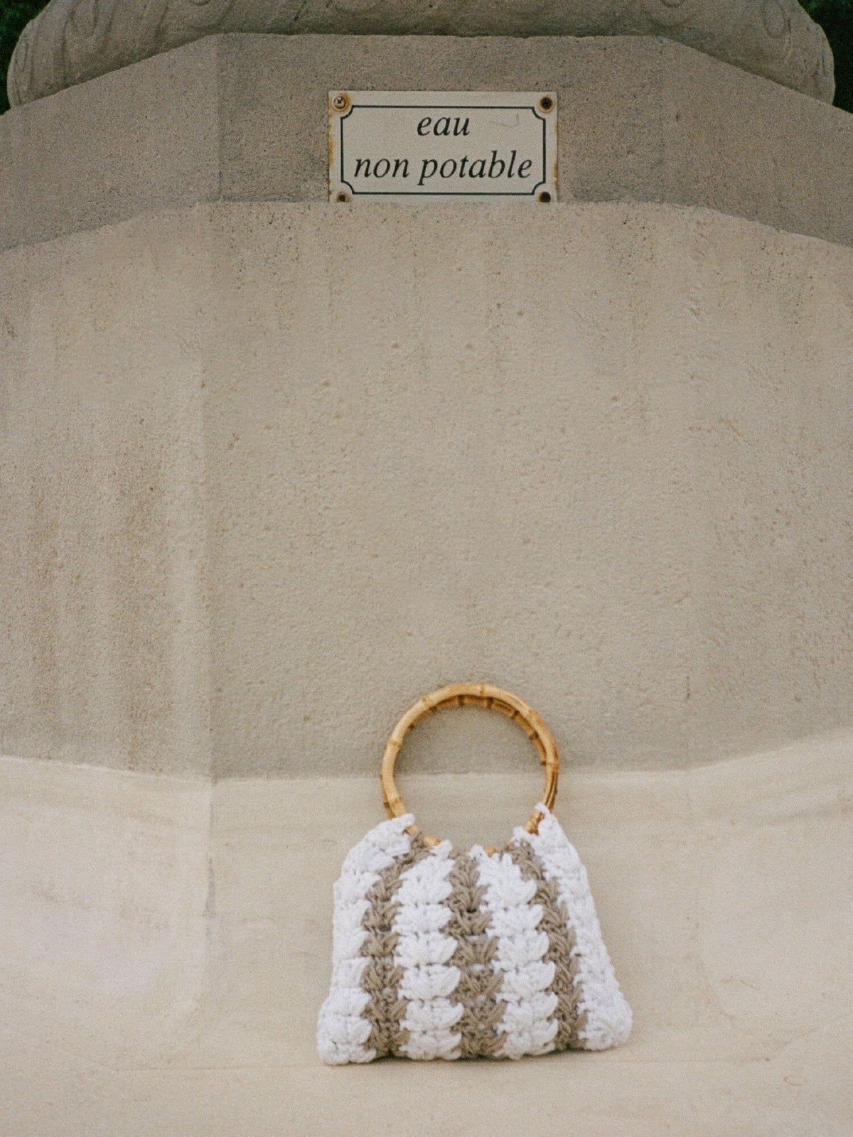 IOS - Small bag with bamboo and macramé handle White and Beige Bag Fête Impériale