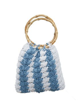 IOS - Small bag with bamboo and macramé handle White and Blue Bag Fête Impériale