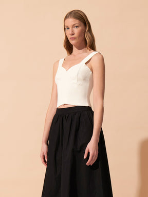 JACKIE - Oeko-Tex White Top with wide straps and low-cut back in rib knit Fête Impériale