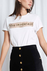 JEAN - T-Shirt Cotton white organza insert gold embroidery "Fête Impériale" T-shirt Fête Impériale