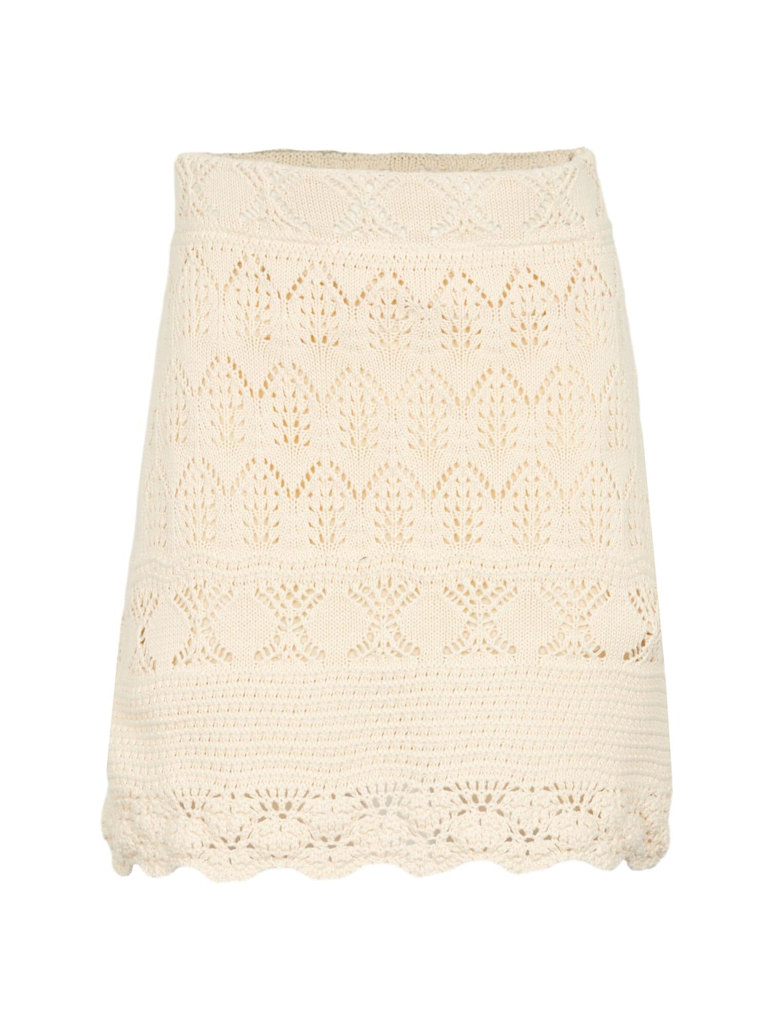 JUSTINE - Elasticated waist mini skirt with petal hemstitch Oeko-Tex Ecru Skirt Fête Impériale