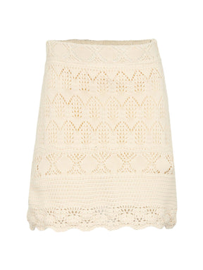 JUSTINE - Elasticated waist mini skirt with petal hemstitch Oeko-Tex Ecru Skirt Fête Impériale