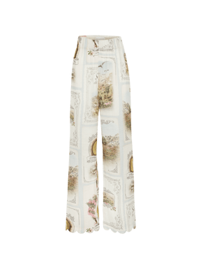KEA - Petal Bottom High Waisted Loose Pants in Cotton Printed Cards Pants Fête Impériale