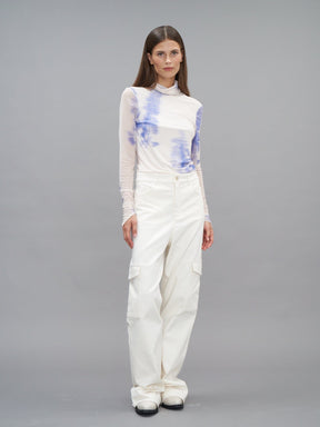 LENNON - Oeko-Tex stretch tulle turtleneck top Abstract Tofu/Dazzling Blue Top Fête Impériale