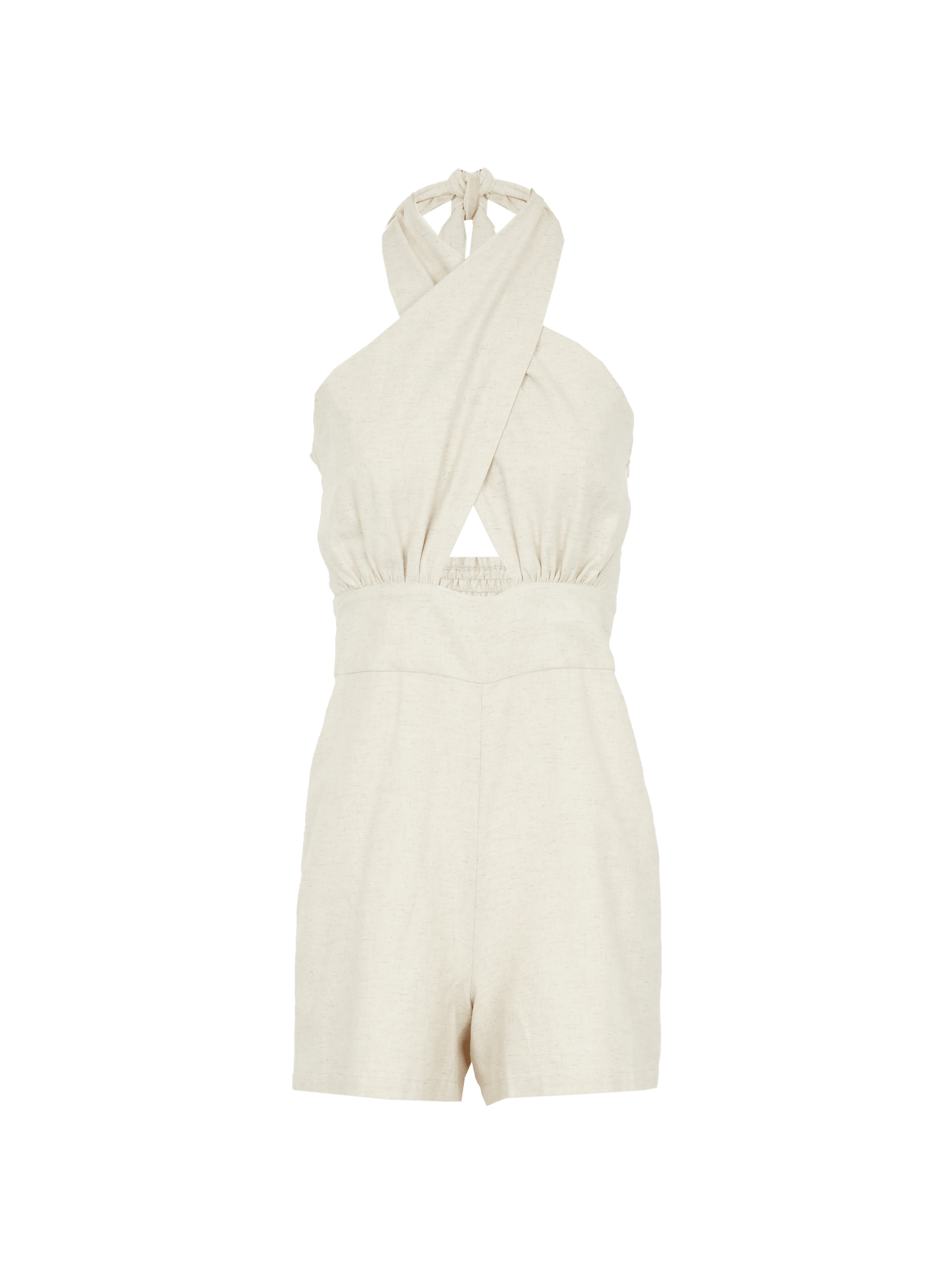 LERIA - High-waisted openwork jumpsuit top in ecru gabardine Combishort Fête Impériale