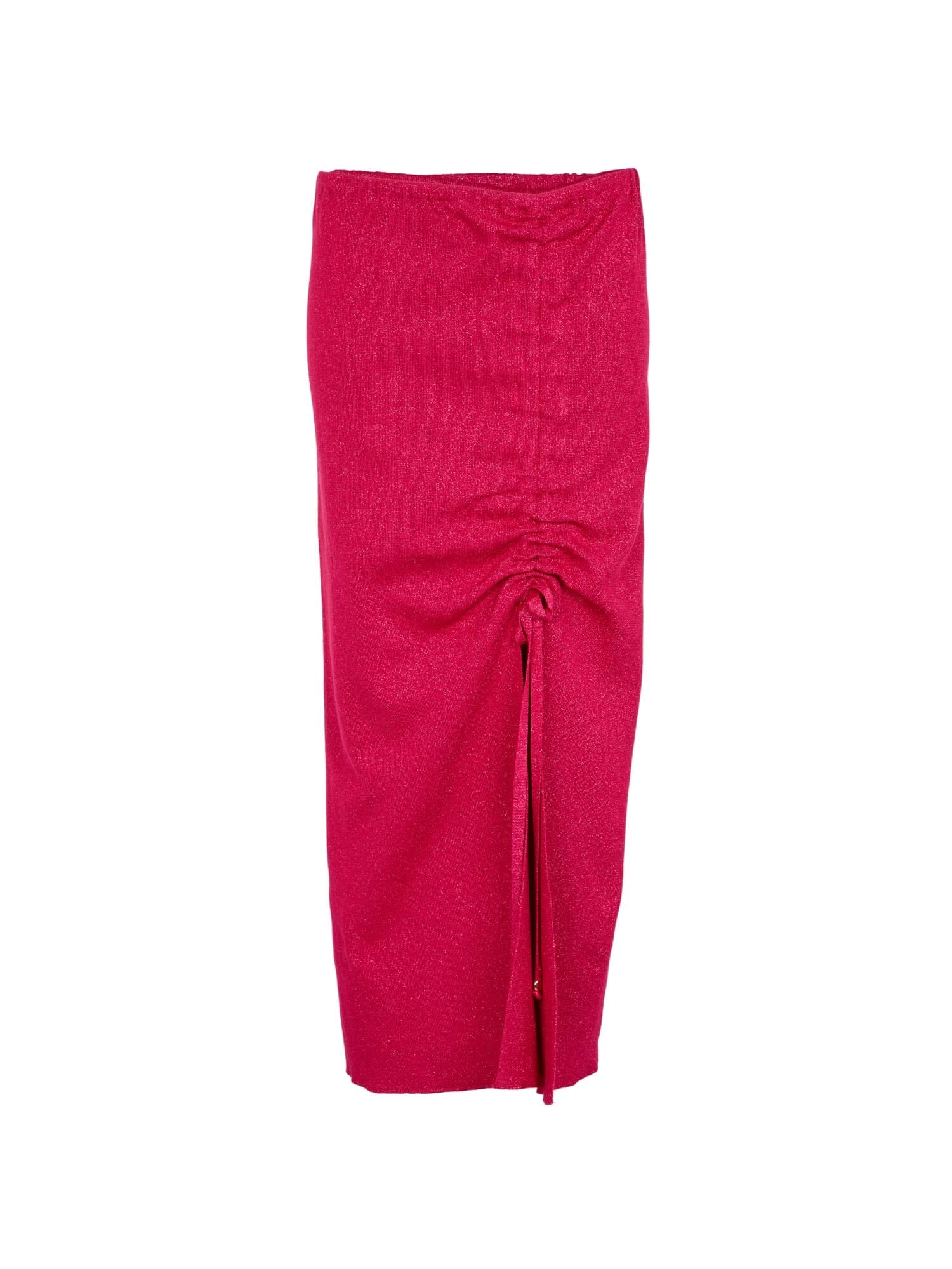 LIZA - Slit midi skirt with adjustable length in Oeko-Tex Fuchsia sequined knit Skirt Fête Impériale
