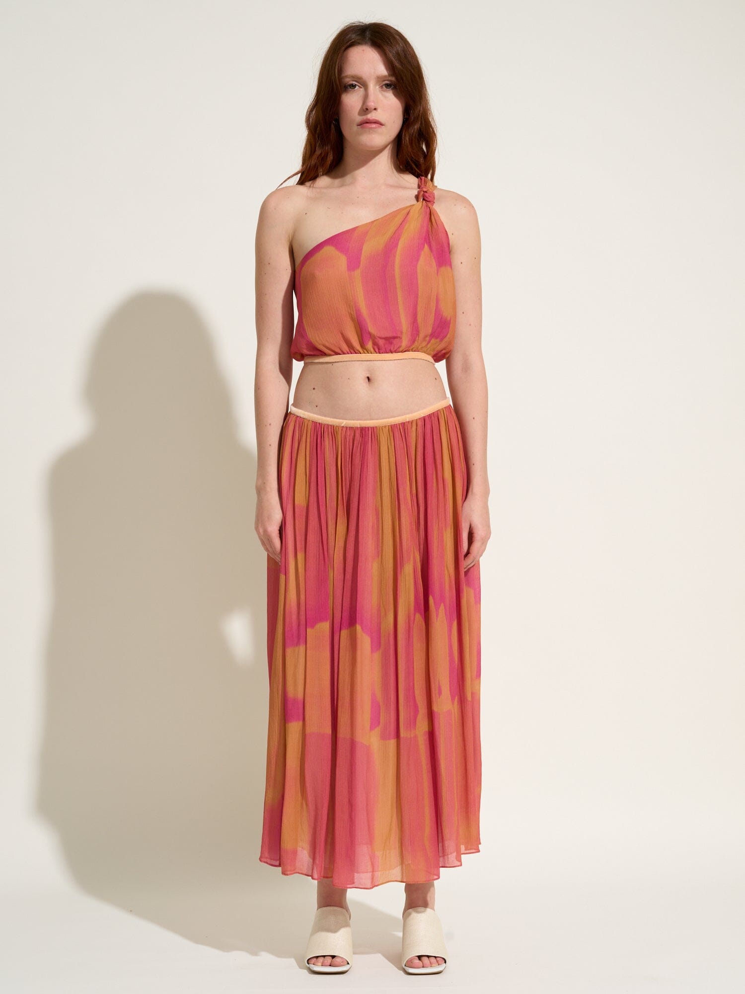 MAIA - Tie & Dye Fuchsia Printed Chiffon Maxi Skirt Skirt Fête Impériale
