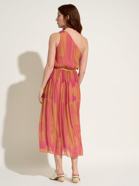 MAIA - Tie & Dye Fuchsia Printed Chiffon Maxi Skirt Skirt Fête Impériale