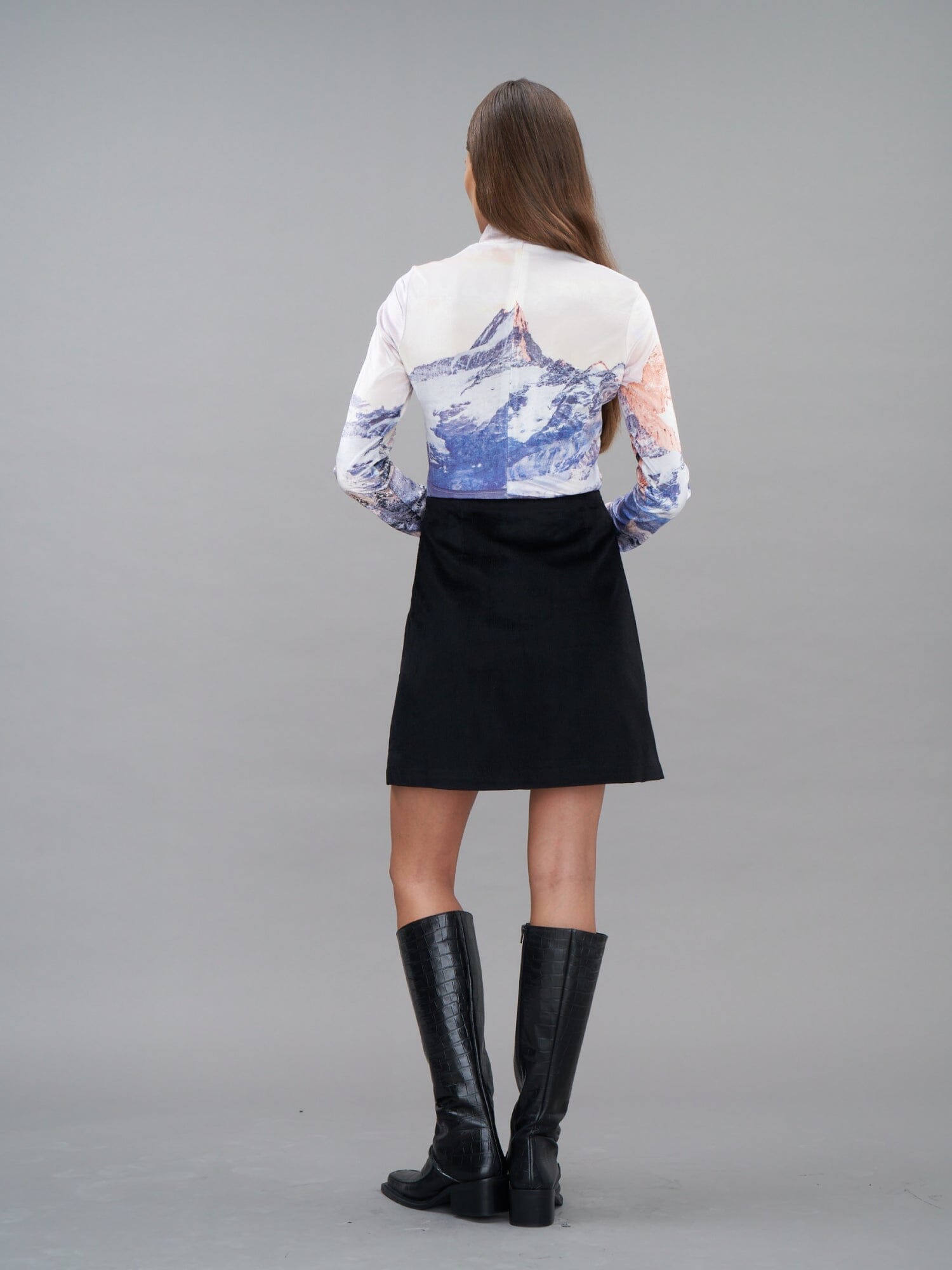 MERA - Short Asymmetrical Corduroy Wrap Skirt Black Skirt Fête Impériale