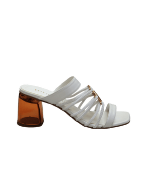 Heeled mules with medallion Vierge Miraculeuse white Shoes Fête Impériale