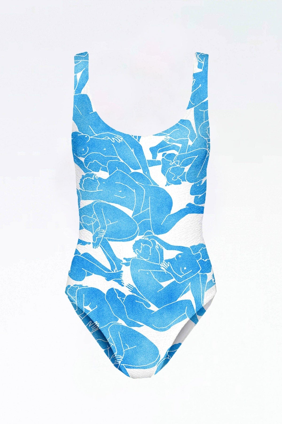 NAIADE - 1-piece swimsuit with low cut back Oeko-Tex print Géants Bleus Swimsuit Fête Impériale