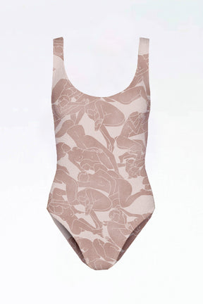 NAIADE - 1-piece swimsuit with scoop back Oeko-Tex Pink Giant print Swimsuit Fête Impériale