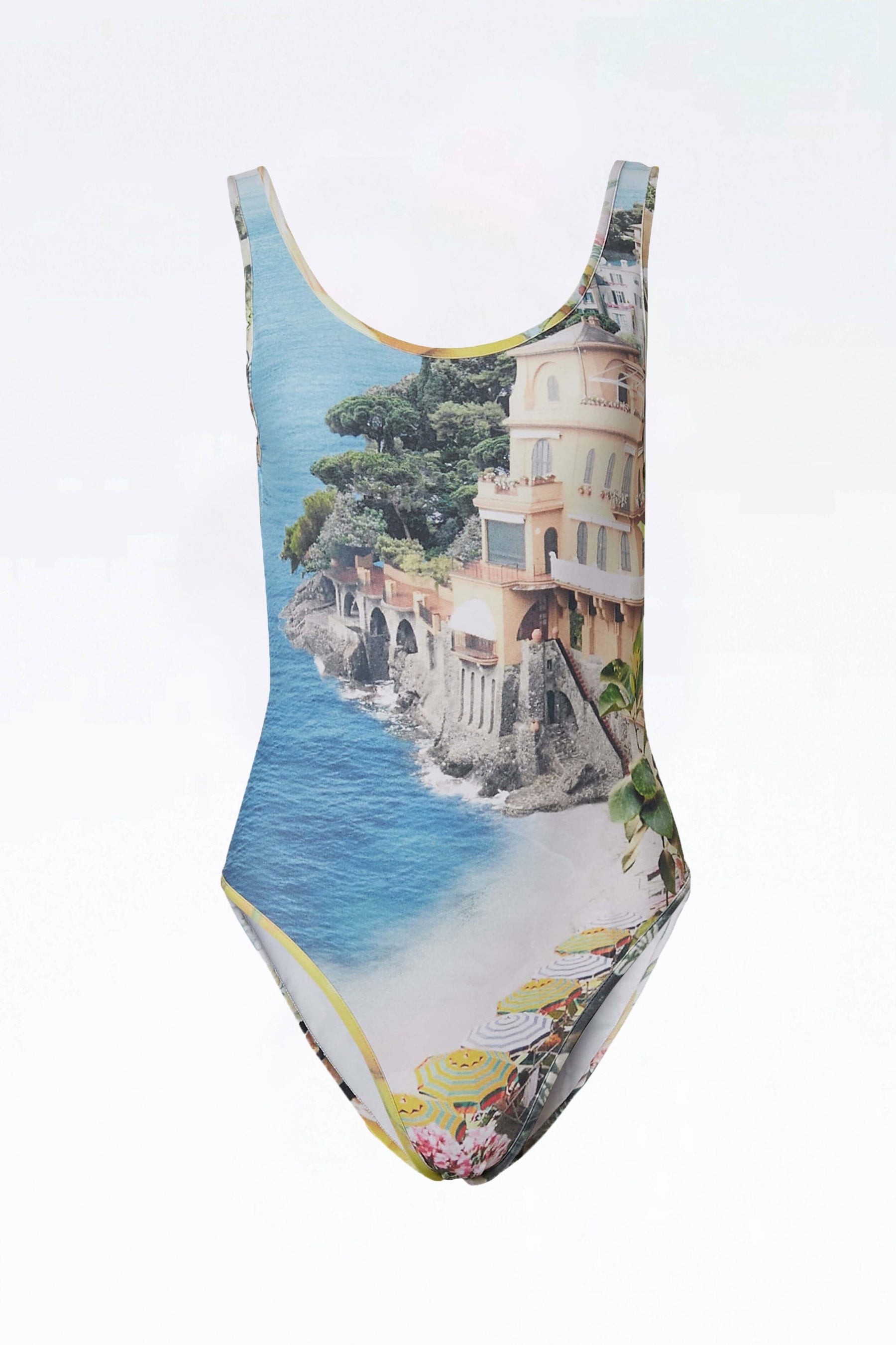 NAIADE - 1-piece swimsuit with low cut back Oeko-Tex print Riviera Swimsuit Fête Impériale