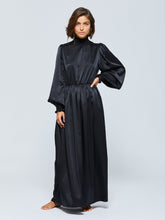 NAOMI - Long dress Turtleneck  and smocked sleeves Black Dress Fête Impériale