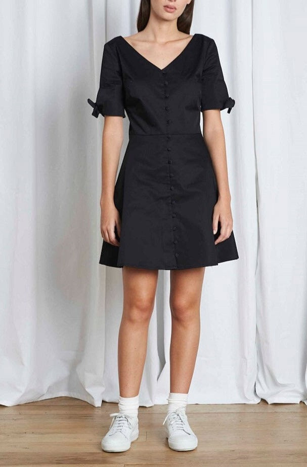 ORPHÉE - Short buttoned dress in Cotton Black Dress Fête Impériale