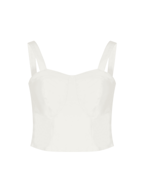 ORSU - Sweetheart Neckline Crop Top with Wide Straps Cotton white Brassière Fête Impériale