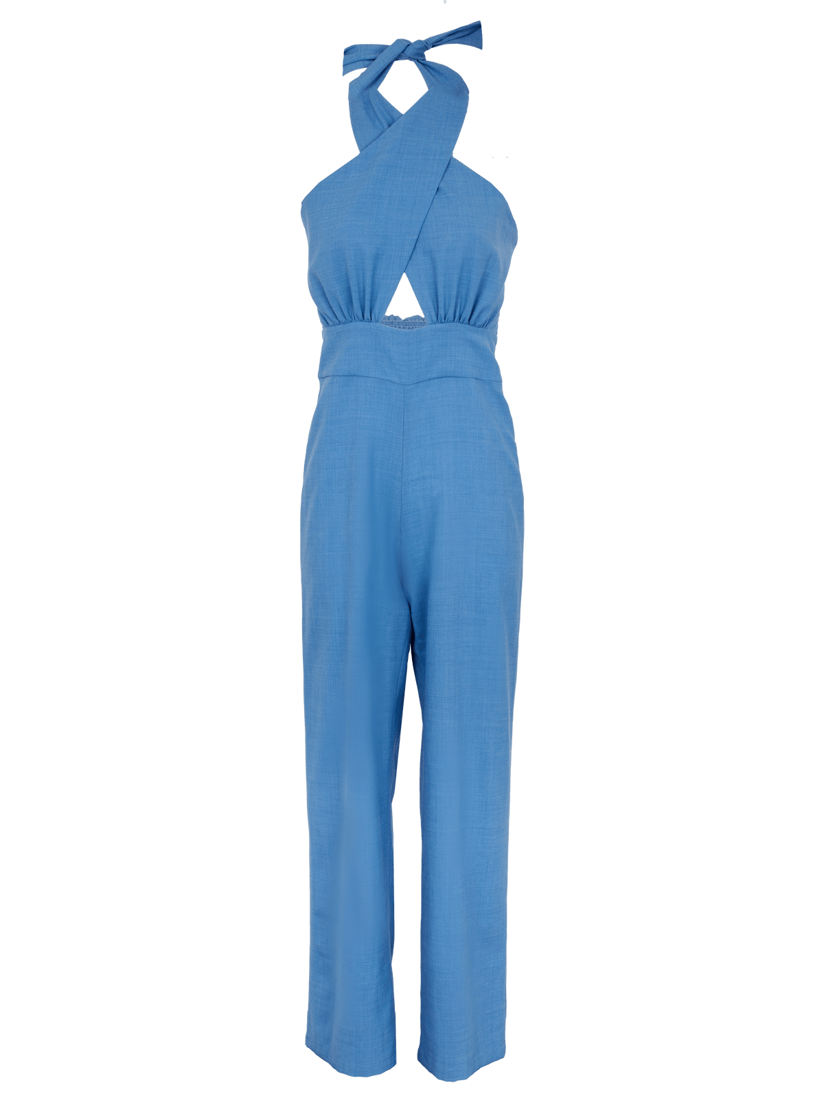 PETRA - Openwork high-waisted jumpsuit top in Linen  and blue tencel Jumpsuit Fête Impériale