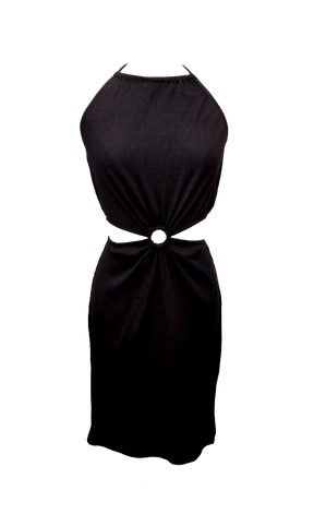 PORTICCIO - Rib knit openwork halter short dress from Cotton GOTS organic Oeko-Tex black Dress Fête Impériale