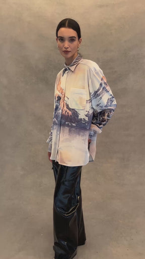 AGENOR - Oversized shirt in Oeko-Tex Reborn printed velvet